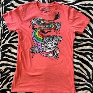 Volcom Featured Artist Foi Jimenex Jurado Coral/Salmon Tee - Y2K Junior's XL